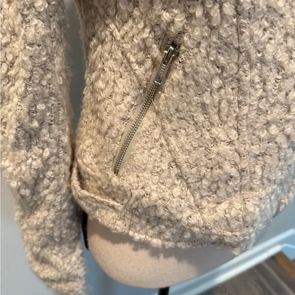 Anthropologie Greylin Jacket Beige Boucle Wool Blend Northland Moto size Small - Picture 5 of 11